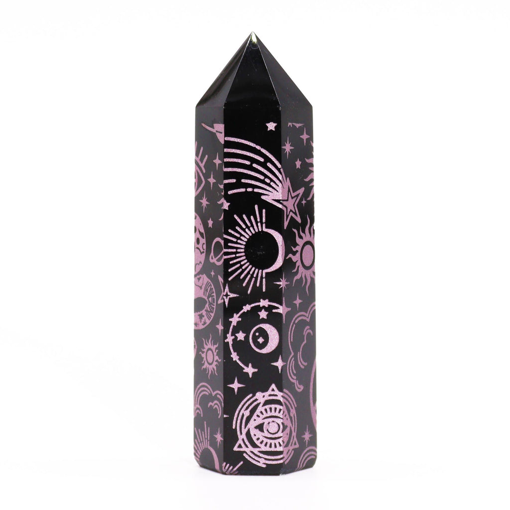 Pointe d'Obsidienne Noire – Reflets Vert Profond – 9 cm