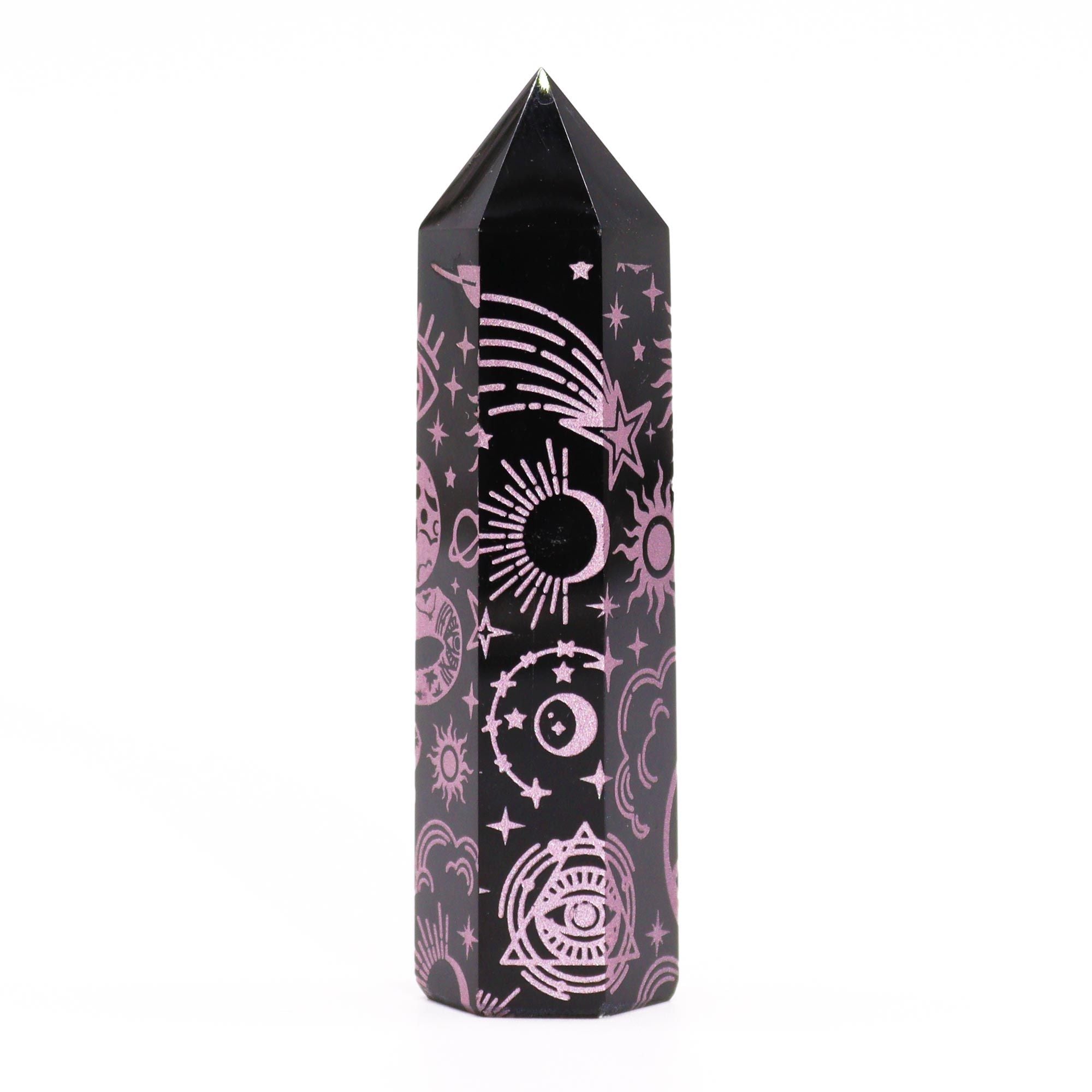 Pointe d'Obsidienne Noire – Reflets Vert Profond – 9 cm