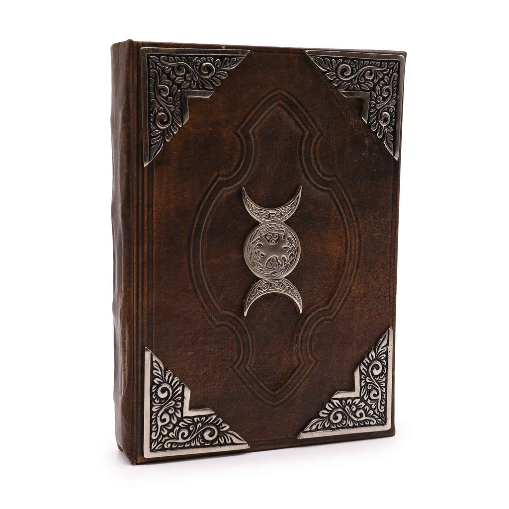 Grand Carnet en Cuir – Triple Lune Zinc – 200 pages Deckle – 26×18 cm