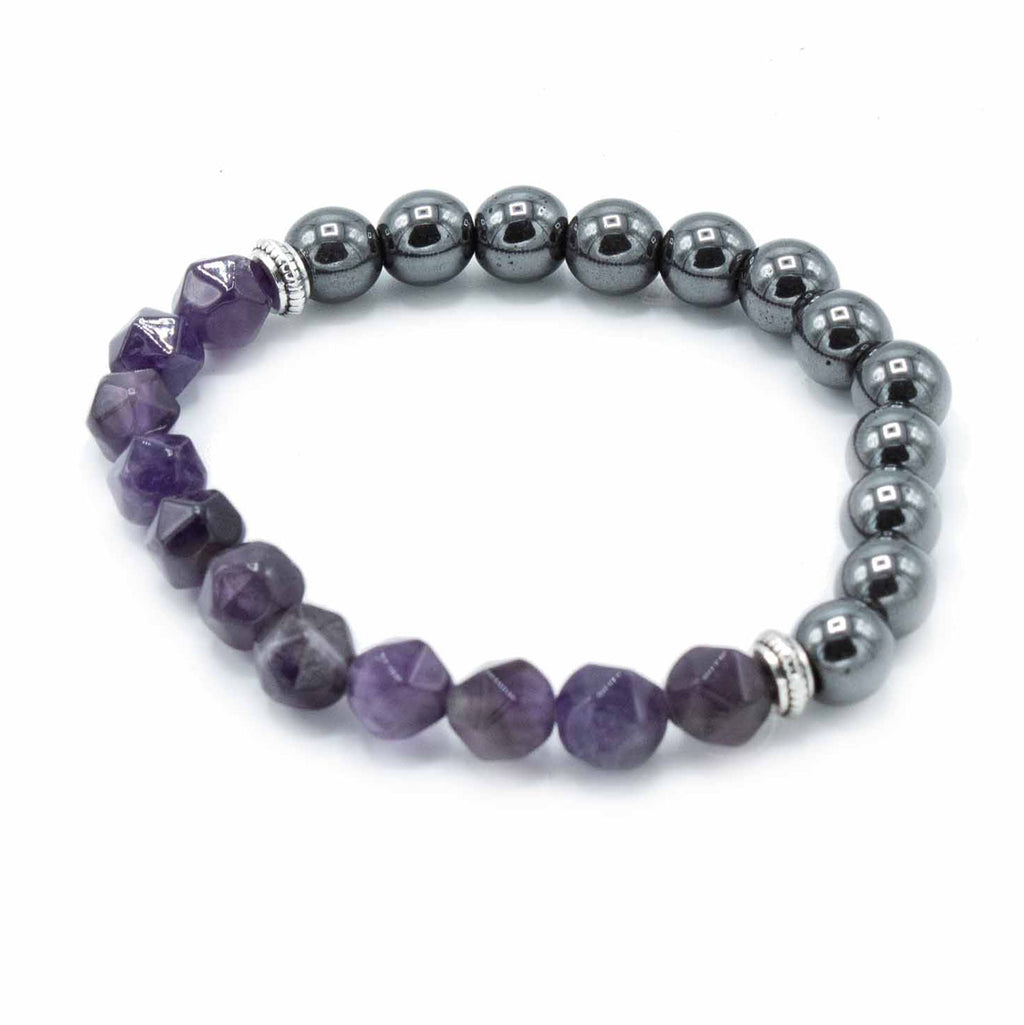 Bracelet Pierres Facettées – Améthyste (Fermoir Magnétique)