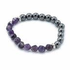 Bracelet Pierres Facettées – Améthyste (Fermoir Magnétique)