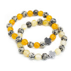 Set de 2 Bracelets de Protection – Jaspe Dalmatien & Agate Jaune