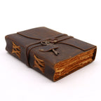 Carnet en Cuir Huilé avec Clé Décorative – 200 pages Deckle – 13×18 cm