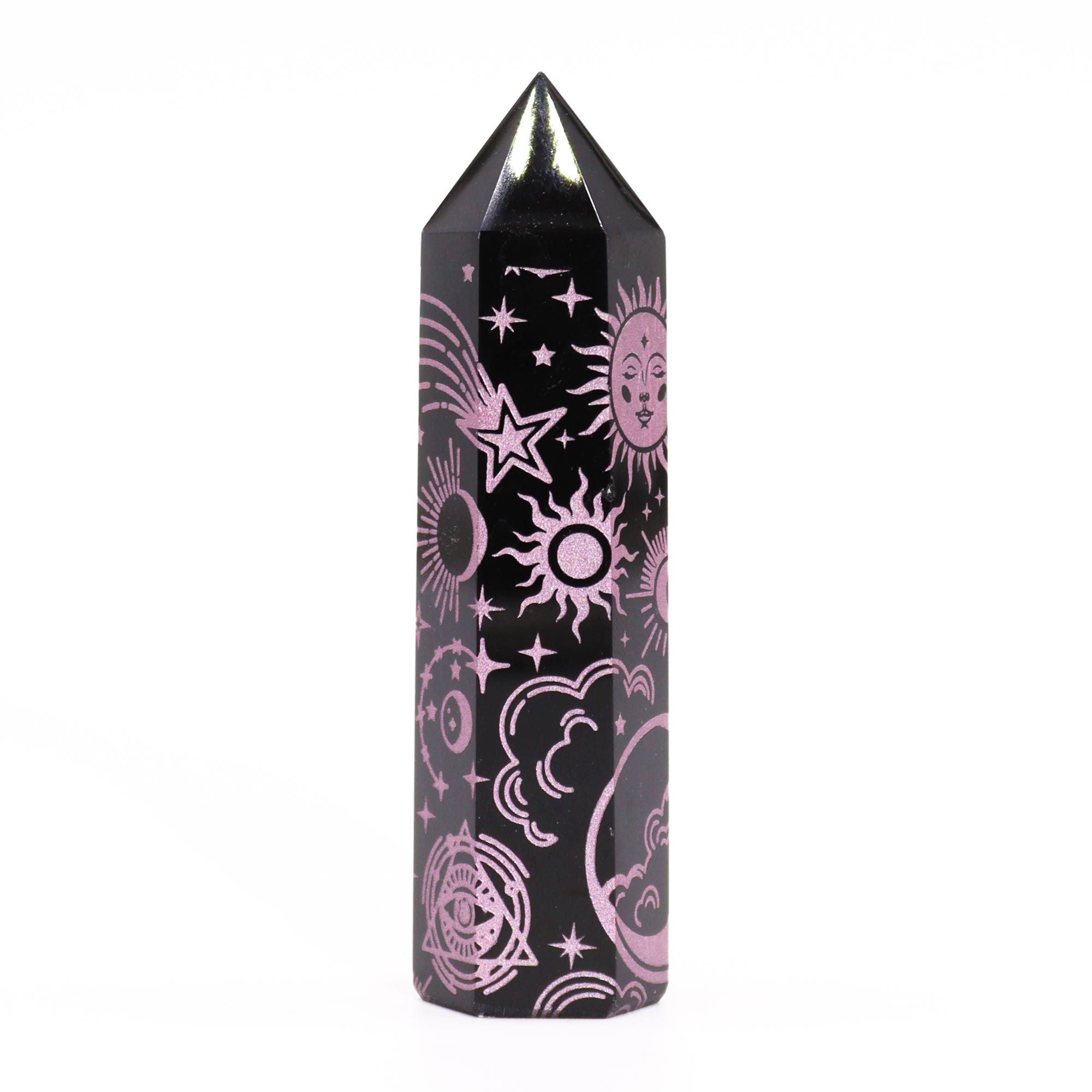 Pointe d'Obsidienne Noire – Reflets Vert Profond – 9 cm