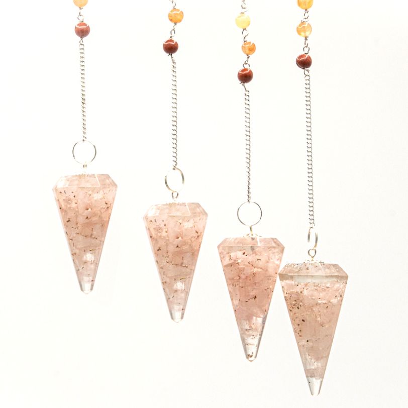 Pendule Orgonite Chakra – Quartz Rose