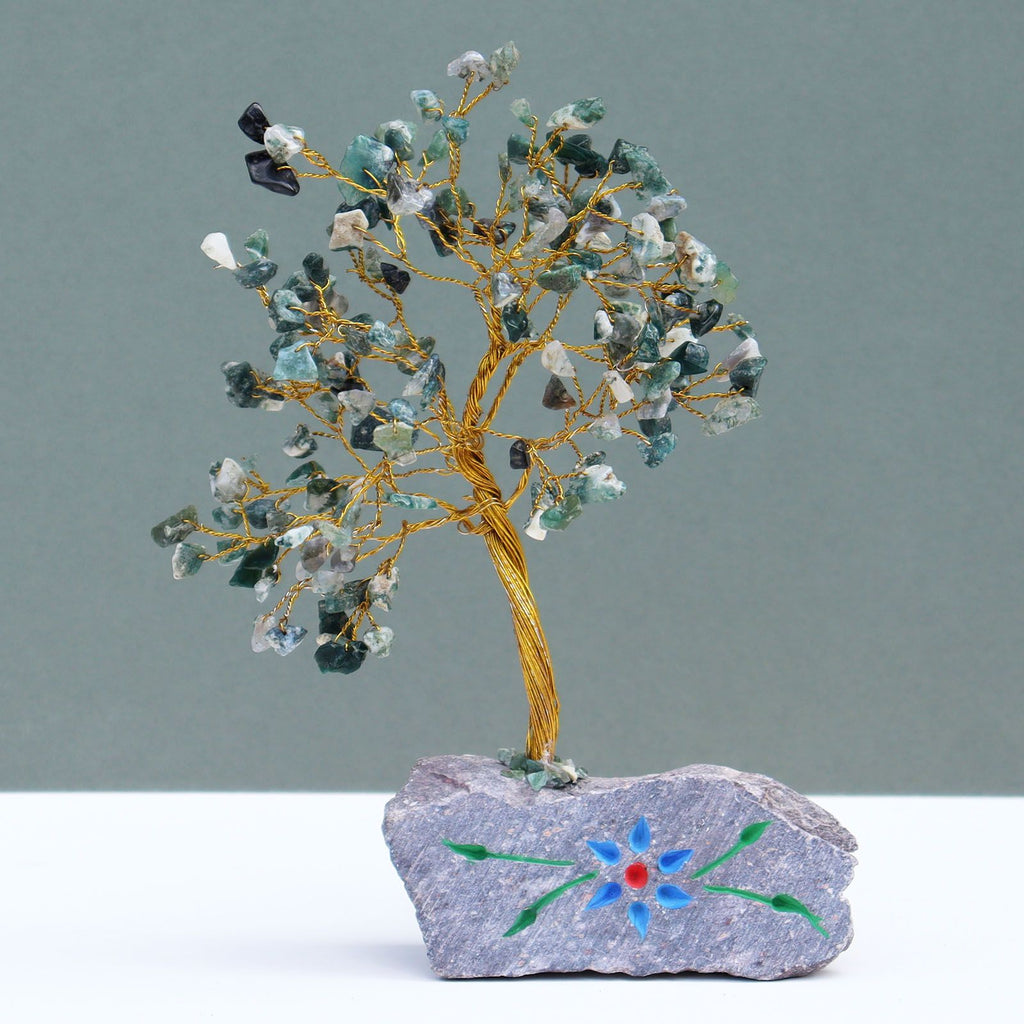 Arbre de Gemmes Indien – Agate Mousse – 160 Pierres