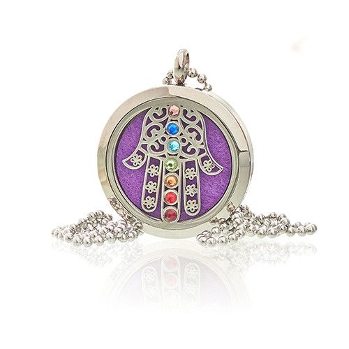 Collier Diffuseur d’Aromathérapie – Main de Hamsa Chakra – 30 mm