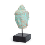 Tête de Bouddha Quiétude sur Support – Vert Cuivré