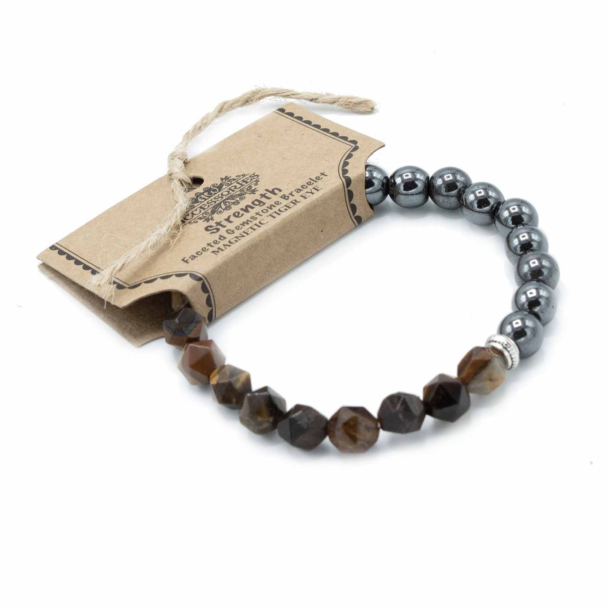 Bracelet Pierres Facettées – Œil de Tigre (Fermoir Magnétique)