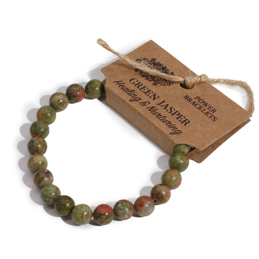 Bracelet Mala – Jaspe Vert – Pierres Rondes