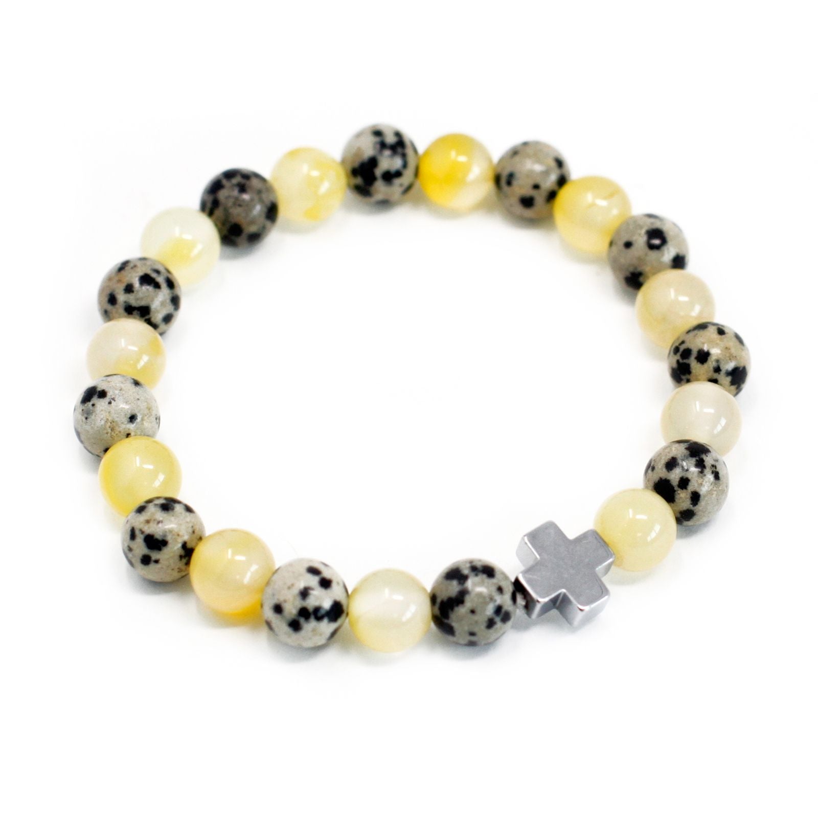 Set de 2 Bracelets de Protection – Jaspe Dalmatien & Agate Jaune