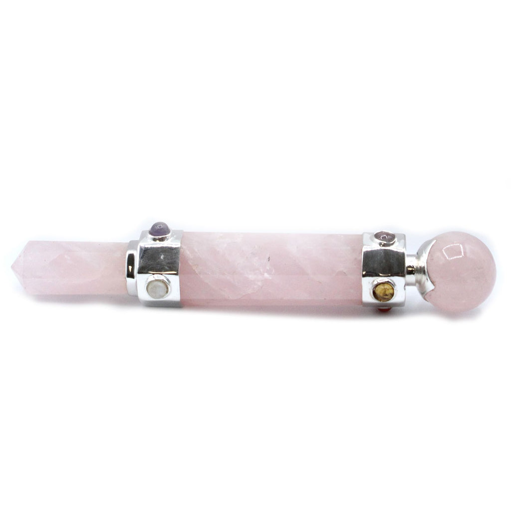Baguette de Cristal Hexagonale – Quartz Rose – 12 cm