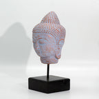 Tête de Bouddha Quiétude sur Support – Bleu Cuivré
