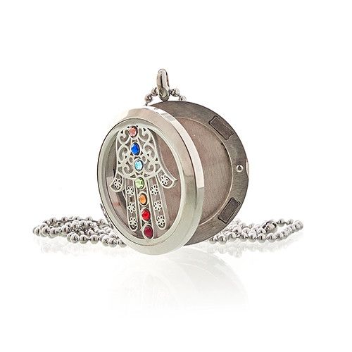 Collier Diffuseur d’Aromathérapie – Main de Hamsa Chakra – 30 mm
