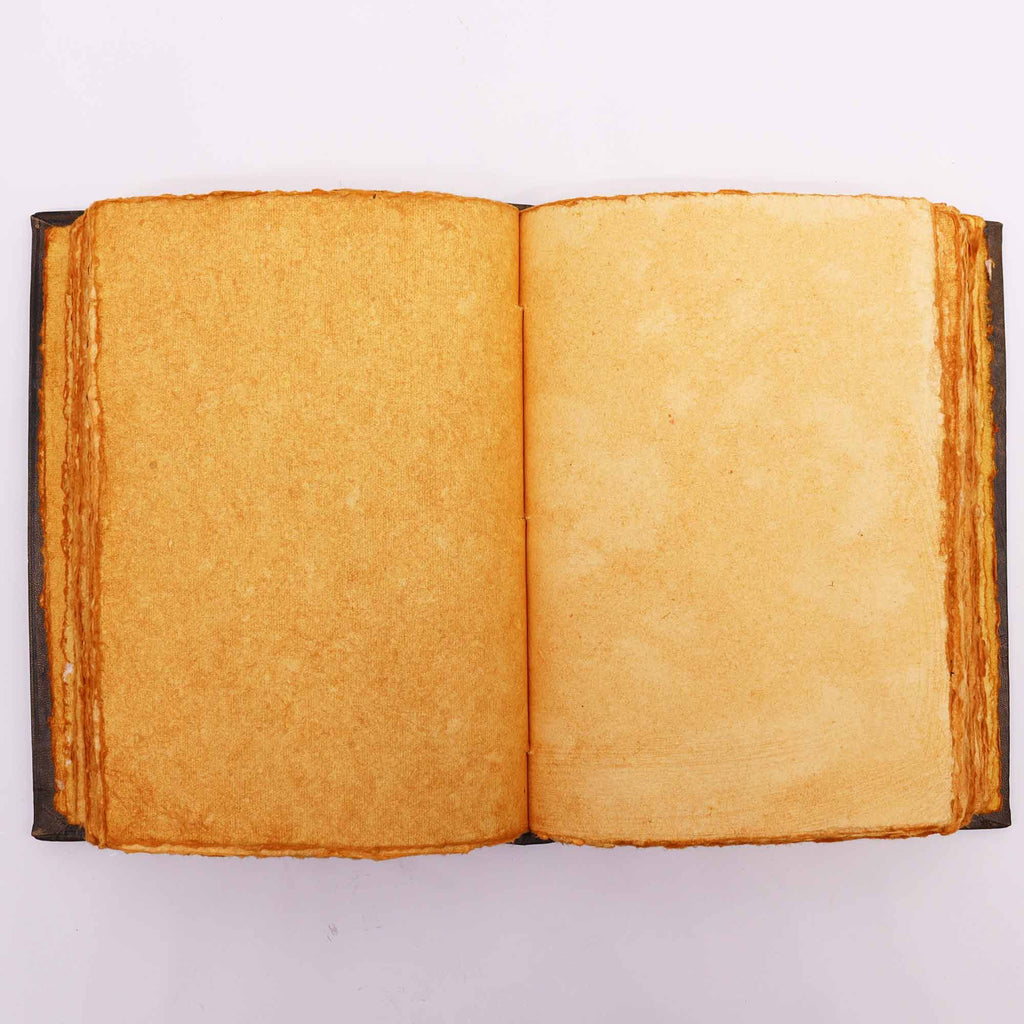 Grand Carnet en Cuir – Triple Lune Zinc – 200 pages Deckle – 26×18 cm
