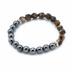 Bracelet Pierres Facettées – Œil de Tigre (Fermoir Magnétique)