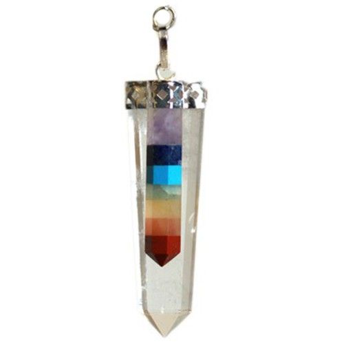 Pendule 7 Chakras Cristal – Pointe Fine Transparente