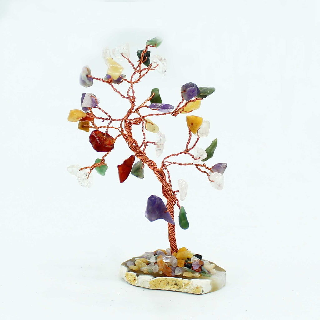 Arbre de Gemmes – Multi Pierres sur base en Agate Naturelle