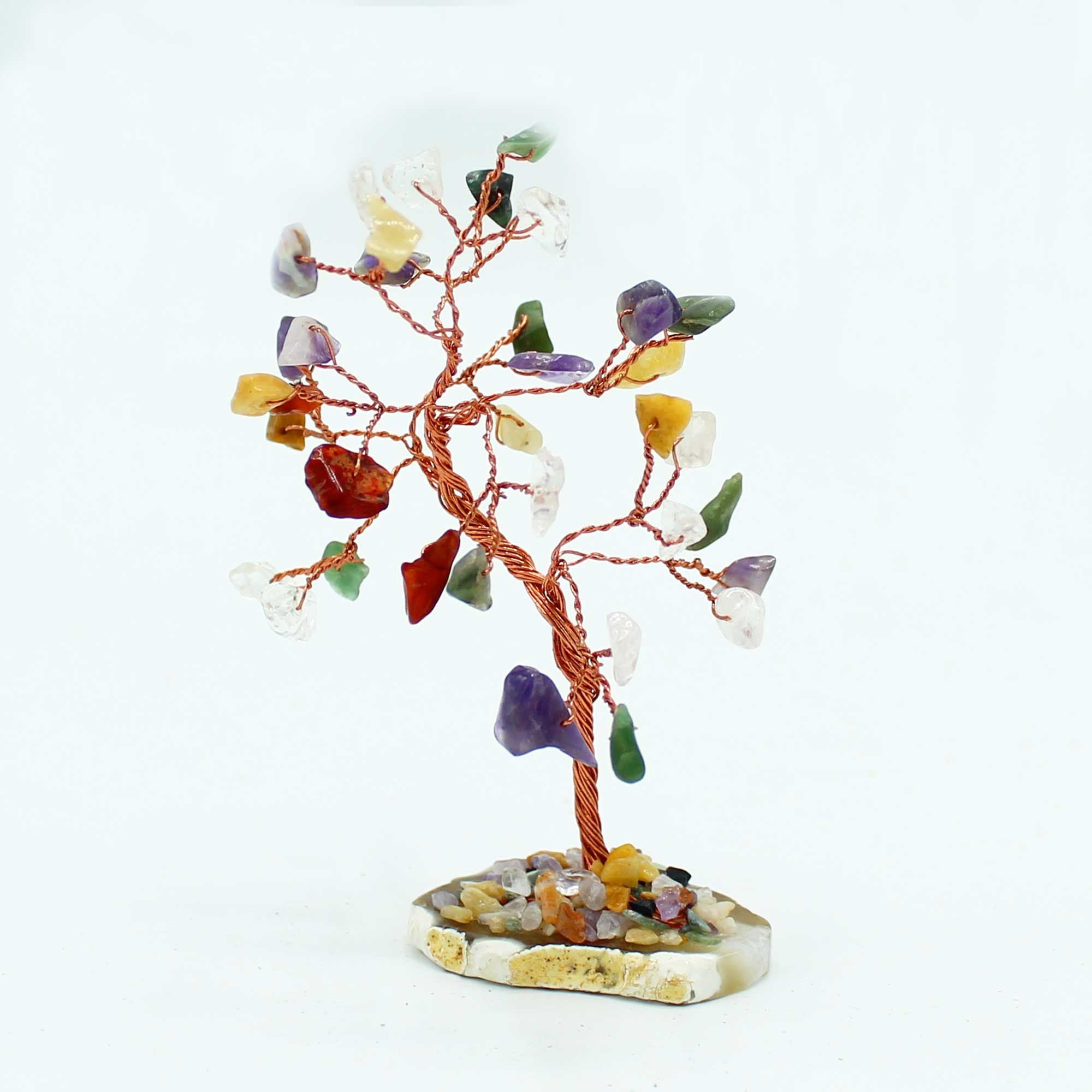 Arbre de Gemmes – Multi Pierres sur base en Agate Naturelle