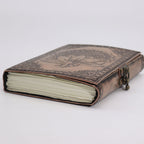 Carnet Ésotérique en Cuir – Mandala Lotus – Gris Antique – 200 pages