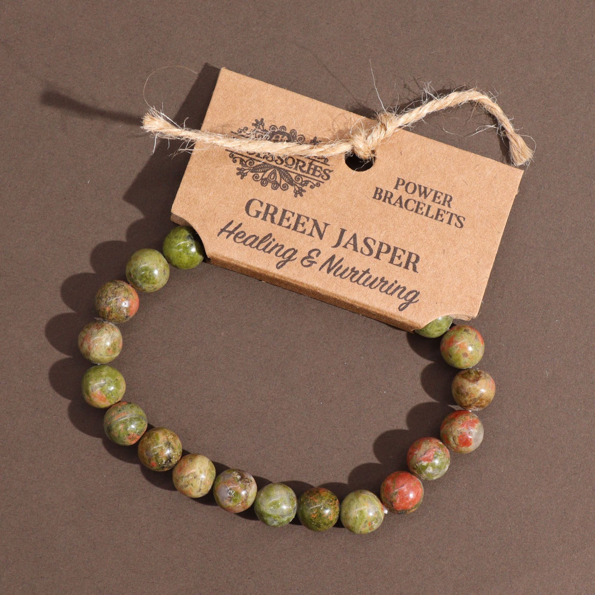 Bracelet Mala – Jaspe Vert – Pierres Rondes