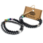 Bracelet Magnétique en Gemmes – Pierre Noire & Chakras