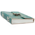 Carnet en Cuir – Peace Verte avec Cadenas – 18×13 cm