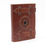 Carnet en Cuir – Onyx Noir avec Lanières – 15×10 cm