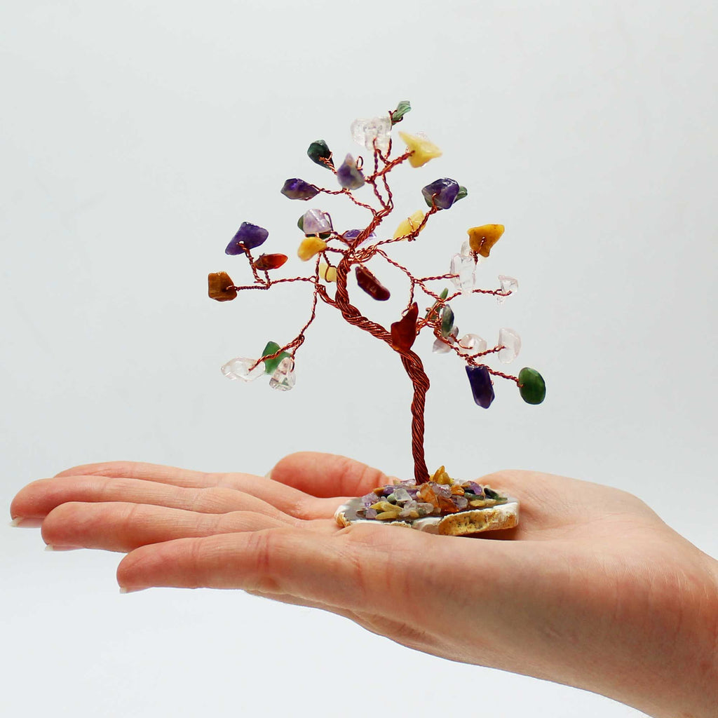 Arbre de Gemmes – Multi Pierres sur base en Agate Naturelle