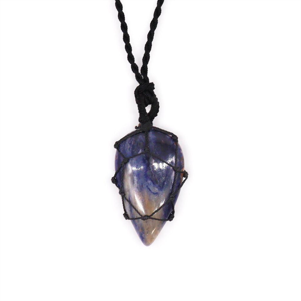 Pendentif Goutte Macramé – Sodalite