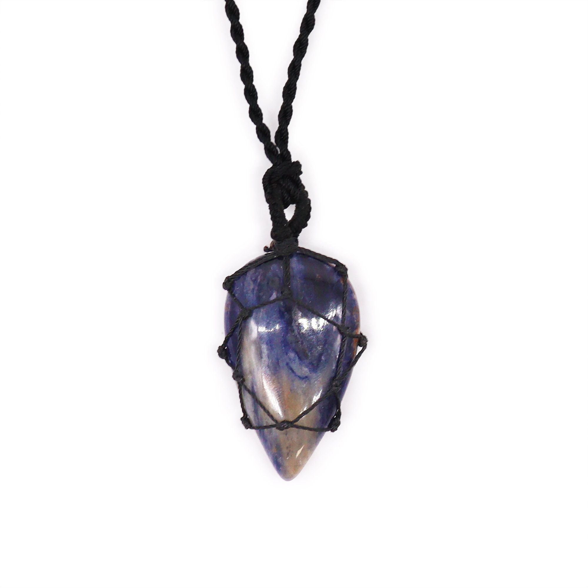 Pendentif Goutte Macramé – Sodalite