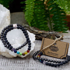 Bracelet Magnétique en Gemmes – Pierre Noire & Chakras