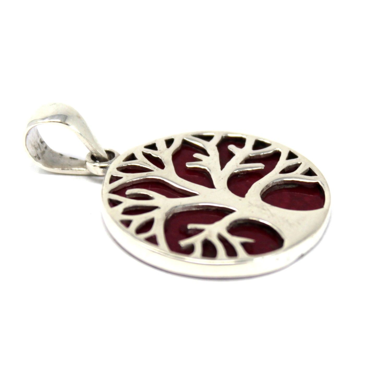 Pendentif Arbre de Vie – Effet Corail – 22 mm – Argent massif 925 (sans chaîne)
