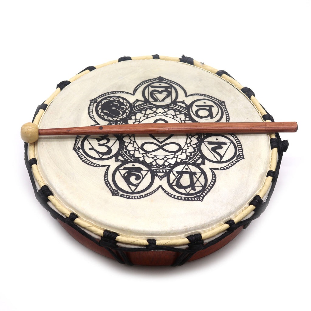 Tambour Chamanique Chakras avec Mailloches – 25 cm