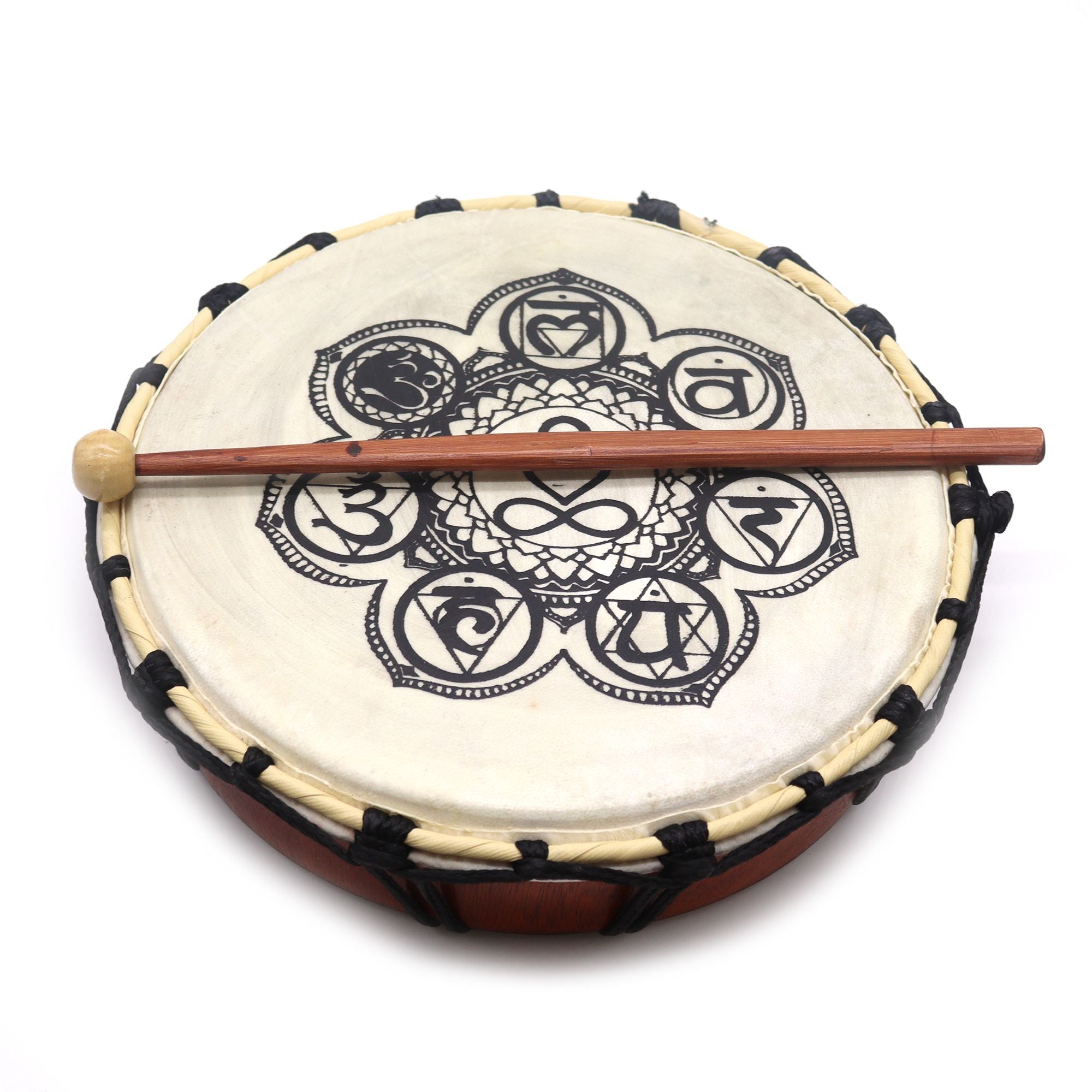Tambour Chamanique Chakras avec Mailloches – 25 cm