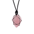 Pendentif Goutte Macramé – Quartz Rose