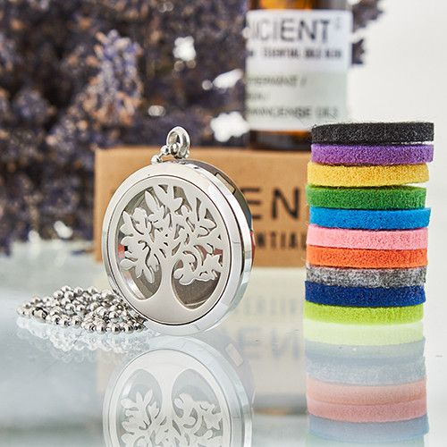 Collier Diffuseur d’Aromathérapie – Arbre de Vie – 30 mm
