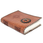 Carnet en Cuir – Onyx Noir & Compas – 17×12 cm