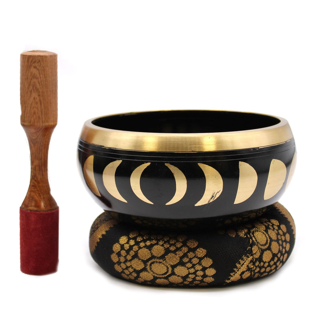 Set Bol Tibétain Coffret – Phases de Lune – Noir – 14 cm