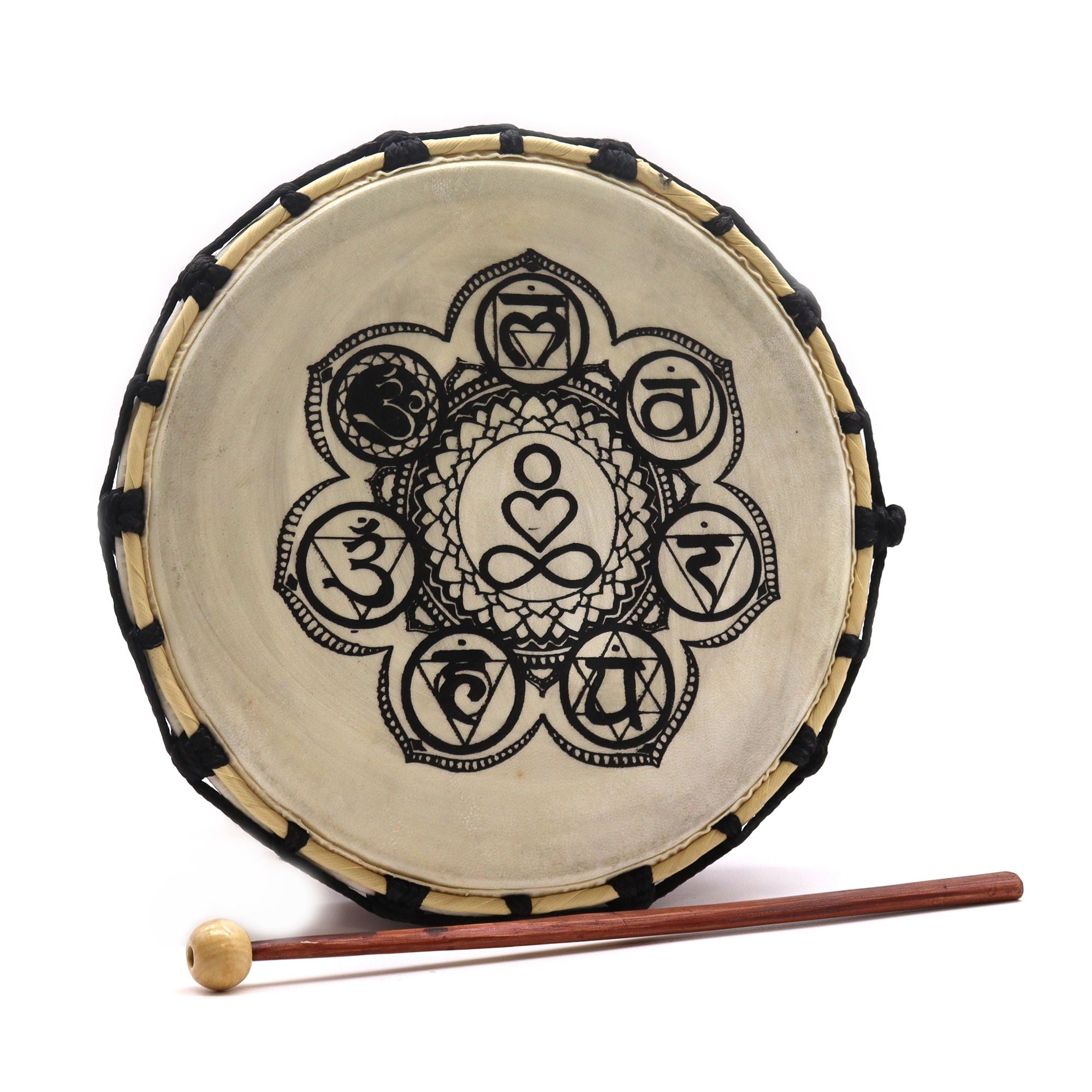 Tambour Chamanique Chakras avec Mailloches – 25 cm