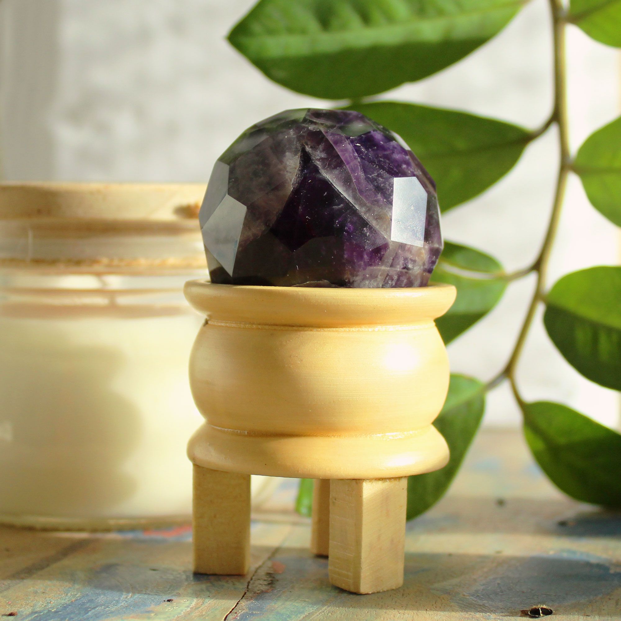 Sphère Facettée – Quartz Rose – avec Support