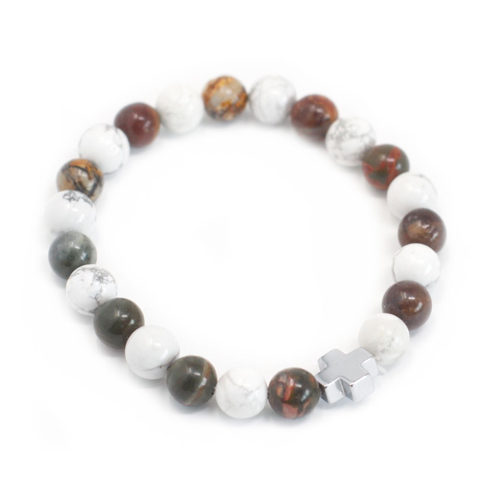 Set de 2 Bracelets de Paix – Jaspe Picasso & Howlite Blanche