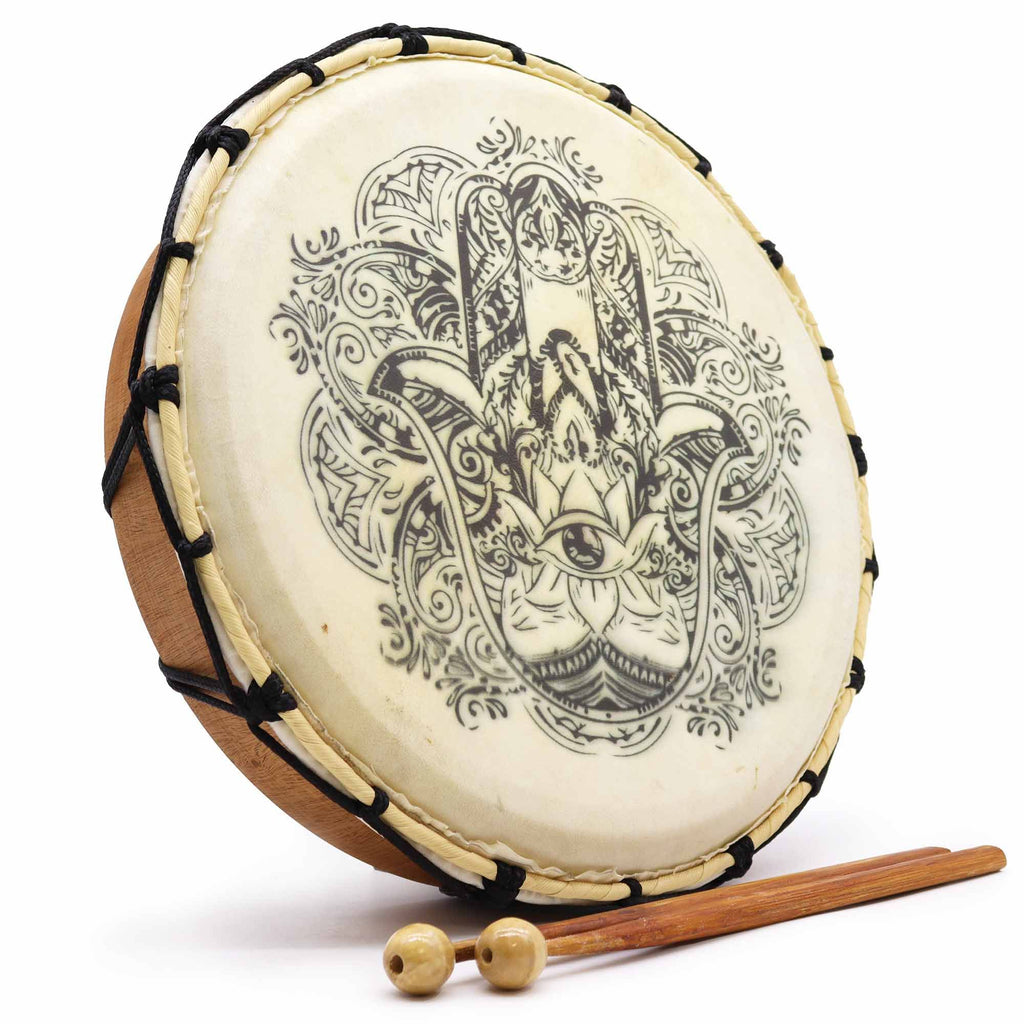 Tambour Chamanique Hamsa – 30 cm avec 2 Baguettes