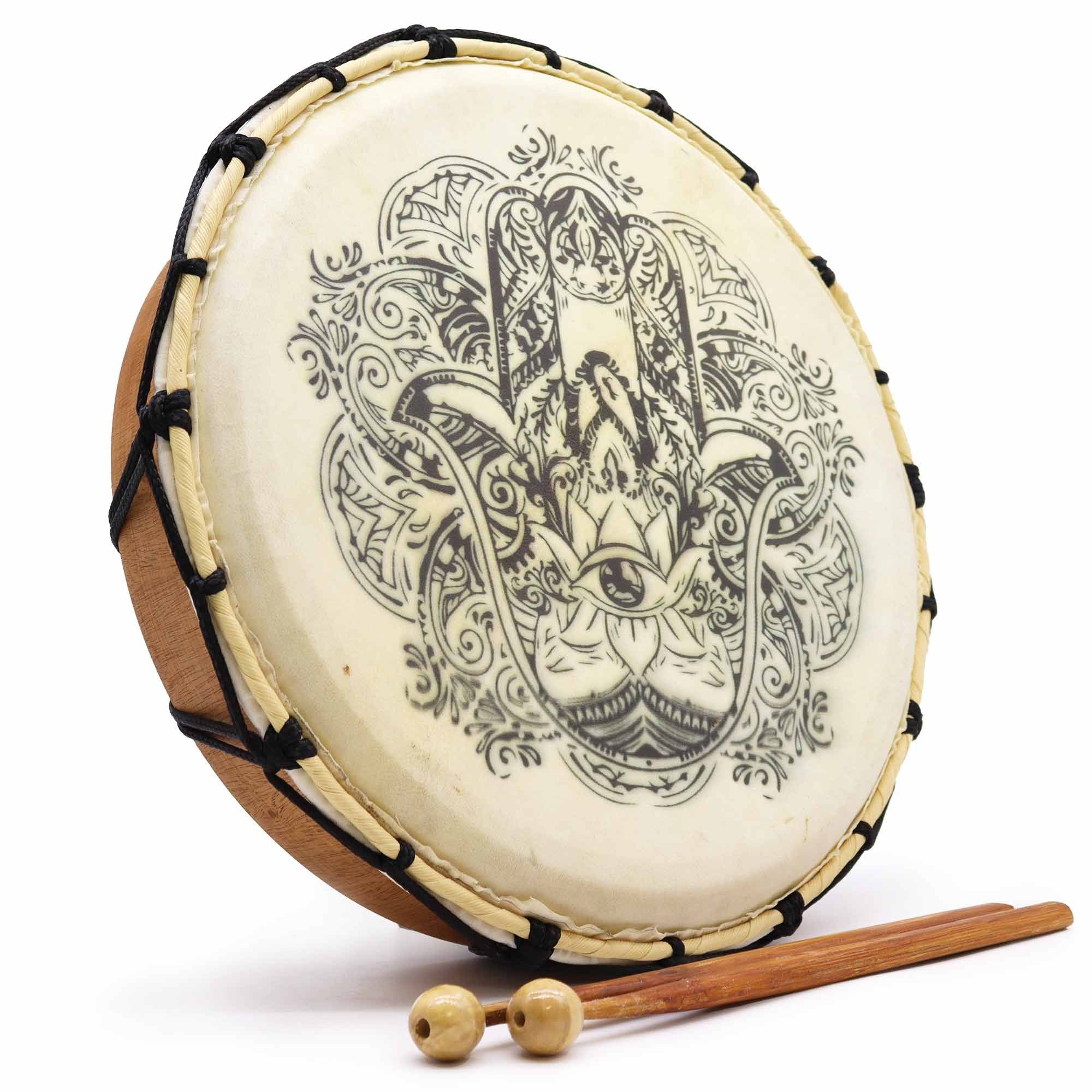 Tambour Chamanique Hamsa – 30 cm avec 2 Baguettes