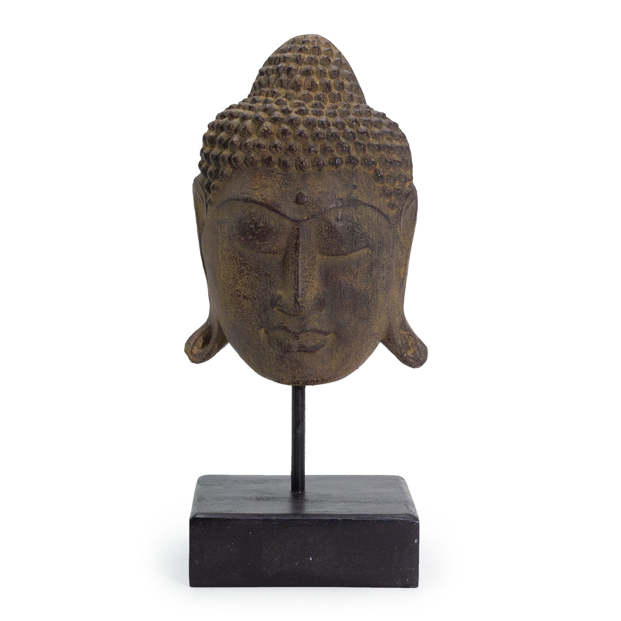 Grande Tête de Bouddha Sérénité sur Support – Gris