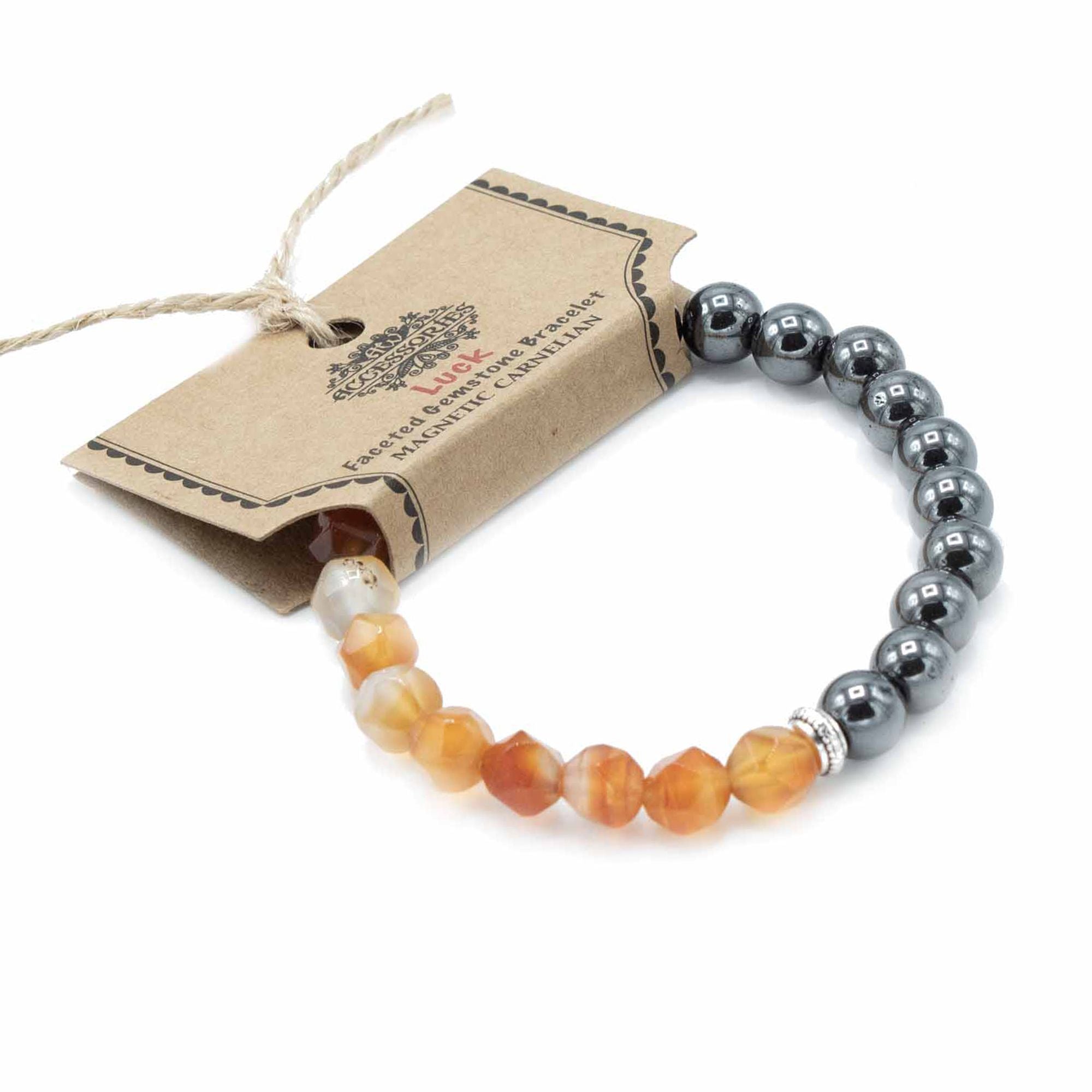 Bracelet Pierres Facettées – Cornaline (Fermoir Magnétique)