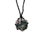 Pendentif Hexagone Macramé – Agate Mousse