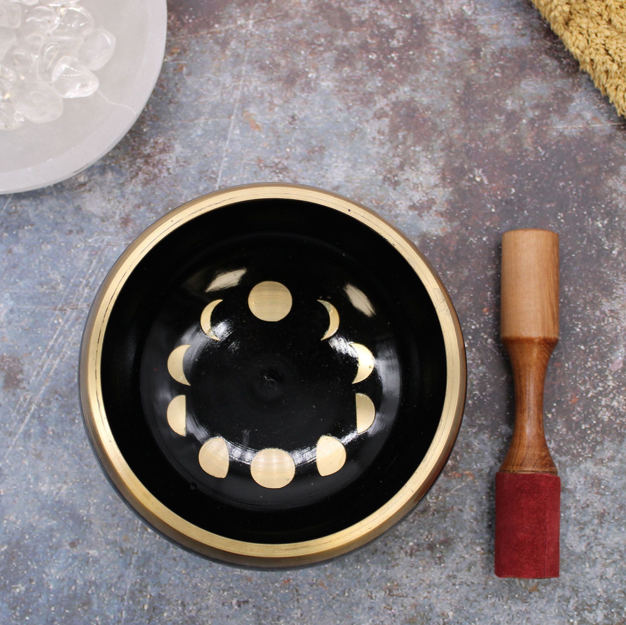 Set Bol Tibétain Coffret – Phases de Lune – Noir – 14 cm