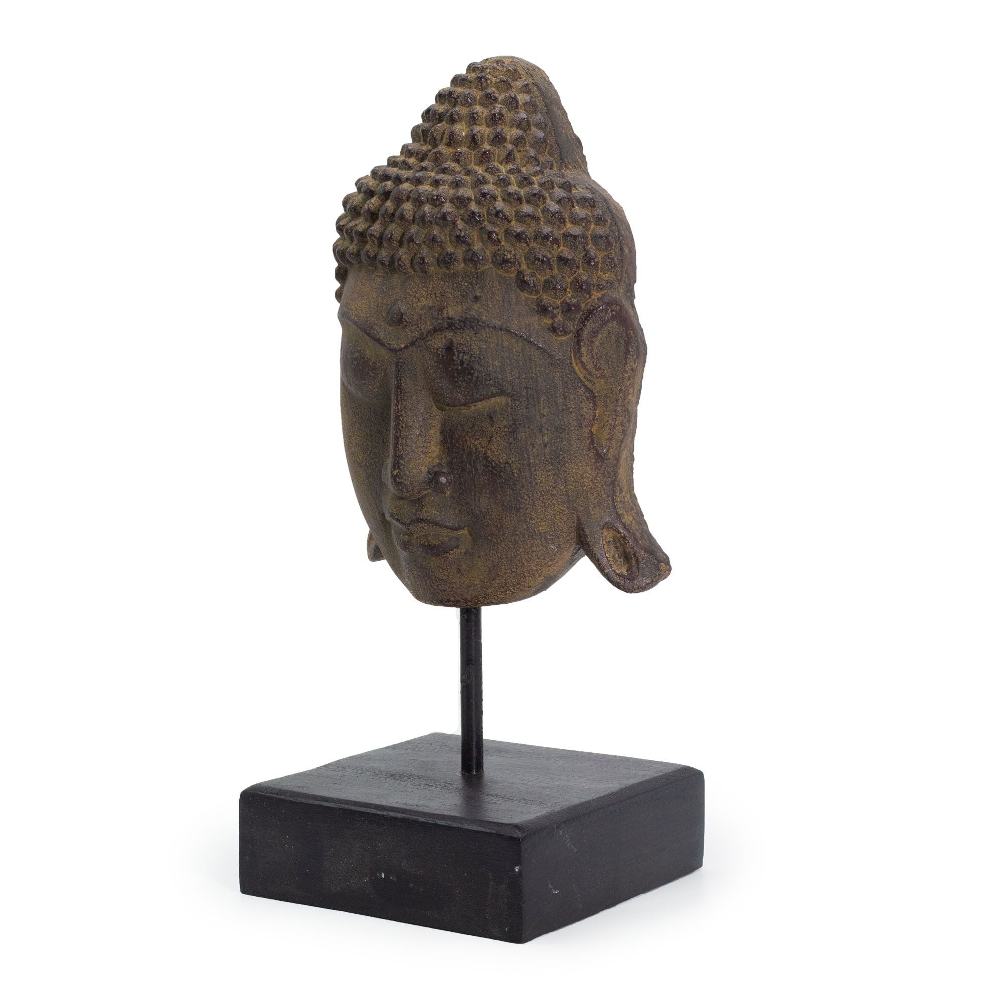Grande Tête de Bouddha Sérénité sur Support – Gris