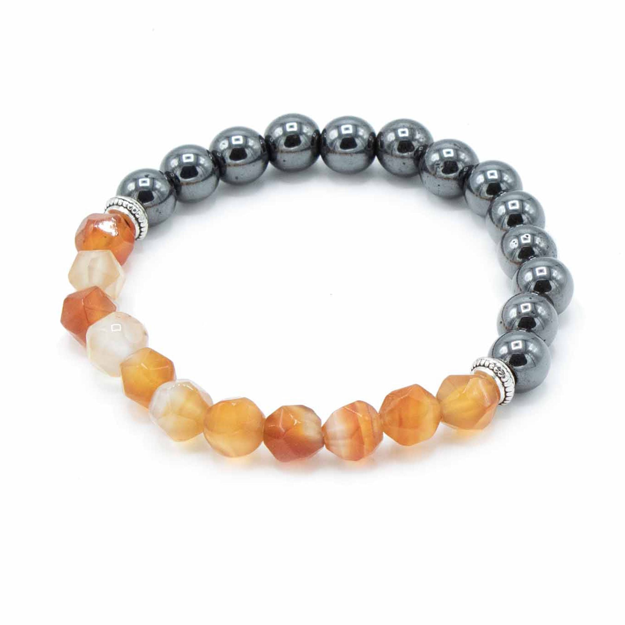 Bracelet Pierres Facettées – Cornaline (Fermoir Magnétique)